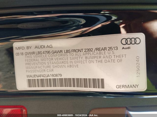 WAUENAF42JA160879 Audi A4 2.0t Premium/2.0t Tech Premium
