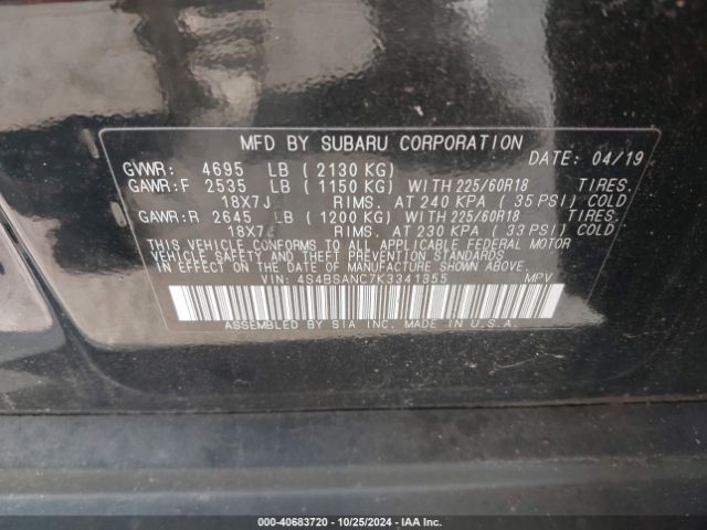 4S4BSANC7K3341355 Subaru Outback 2.5i Limited