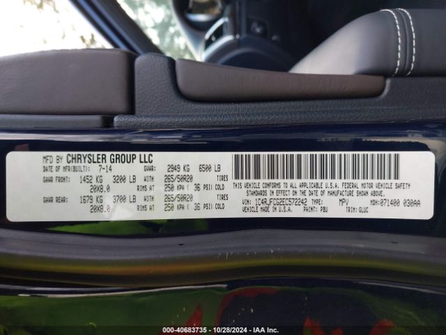 1C4RJFCG2EC572242 Jeep Grand Cherokee Overland
