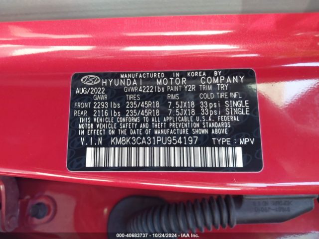 KM8K3CA31PU954197 Hyundai Kona N Line