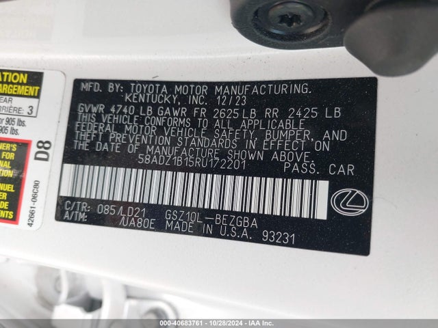 58ADZ1B15RU172201 Lexus ES 350