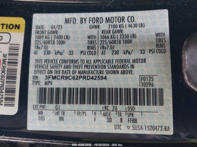 3FMCR9C62PRD42594 Ford Bronco Sport Outer Banks