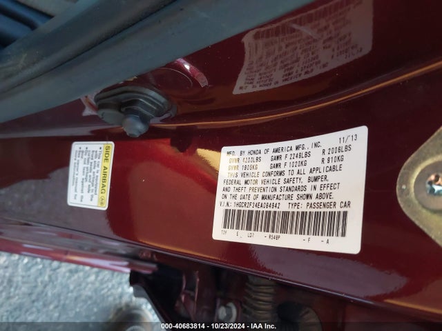 Honda ACCORD LX 2014 1HGCR2F34EA084942 Image 9