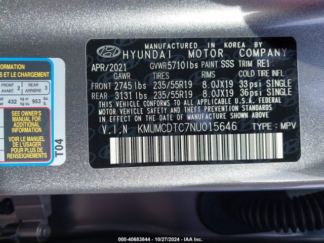 KMUMCDTC7NU015646 Genesis Gv70 3.5t Awd Sport