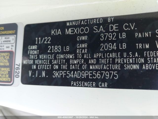 3KPF54AD9PE567975 KIA Forte Gt-line