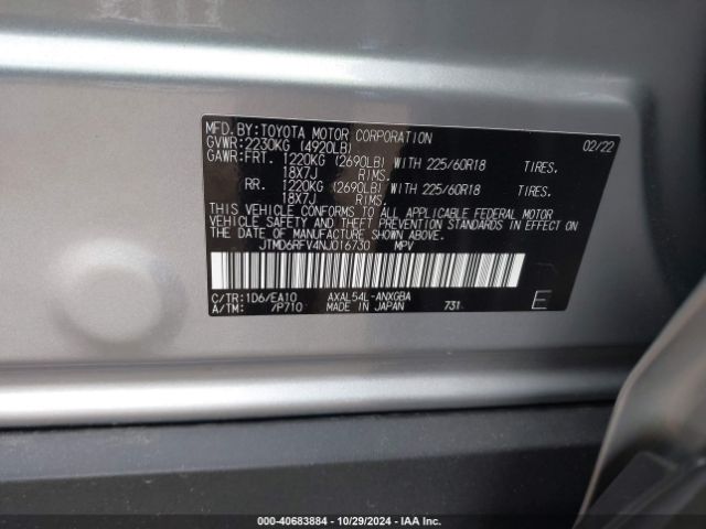 JTMD6RFV4NJ016730 Toyota Rav4 Hybrid Limited