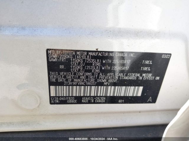 Toyota RAV4 LE 2022 2T3H1RFV8NC186057 Image 9