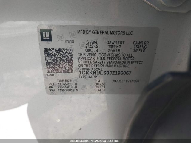 1GKKNULS0JZ196067 GMC Acadia Slt-1