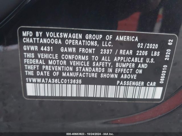 1VWWA7A36LC013635 Volkswagen Passat 2.0t Se
