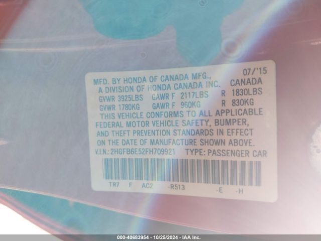 2HGFB6E52FH709921 Honda CIVIC SI