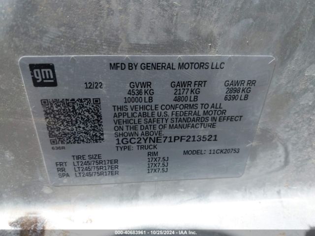 1GC2YNE71PF213521 Chevrolet Silverado 2500hd 4wd  Standard Bed Lt