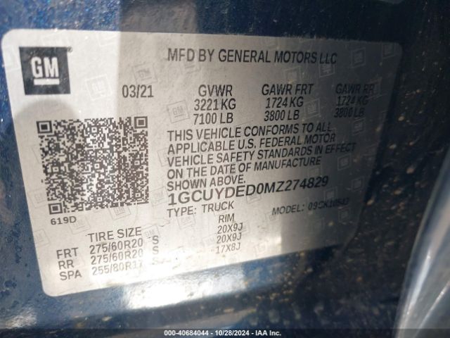 1GCUYDED0MZ274829 Chevrolet Silverado 1500 4wd  Short Bed Lt