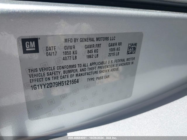 2017 CHEVROLET CORVETTE 1G1YY2D79H5121664 Photo 8