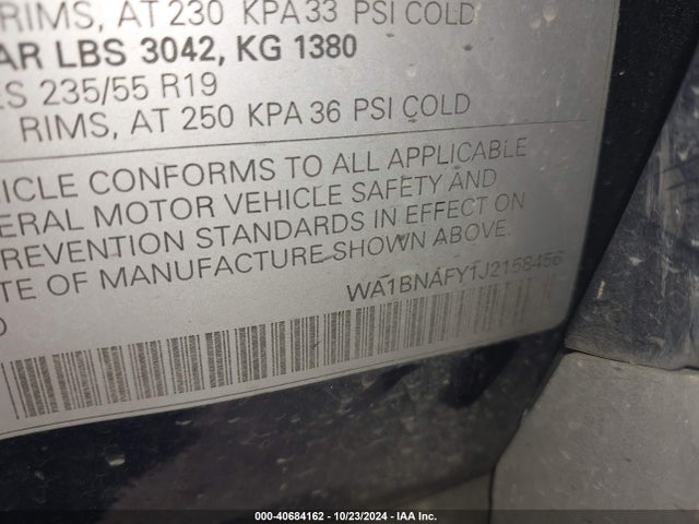 WA1BNAFY1J2158456 Audi Q5 2.0t Premium/2.0t Tech Premium