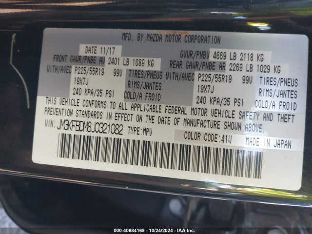 Mazda Cx-5 Grand Touring 2018 JM3KFBDM8J0321082 Image 9