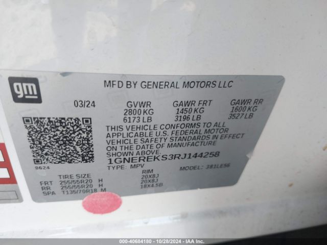 1GNEREKS3RJ144258 Chevrolet Traverse Fwd Ls