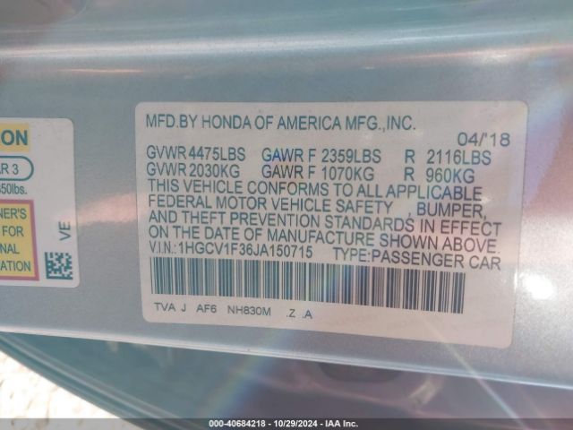 1HGCV1F36JA150715 Honda Accord Sport