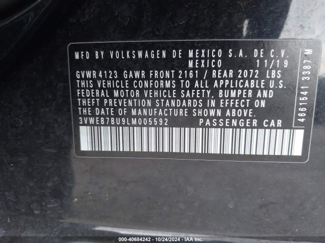 3VWEB7BU9LM005592 Volkswagen Jetta 1.4t Sel