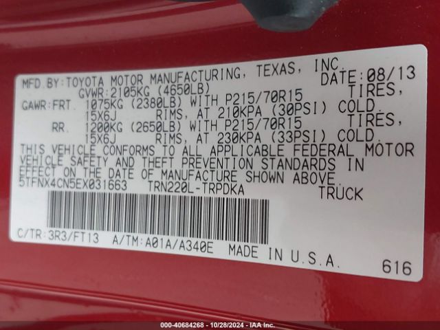 5TFNX4CN5EX031663 Toyota Tacoma