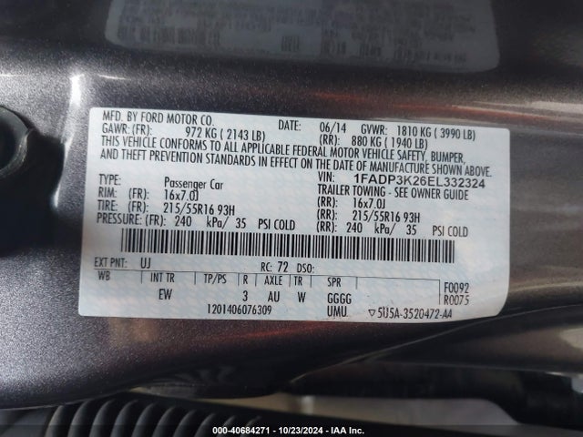 Ford FOCUS SE 2014 1FADP3K26EL332324 Image 9