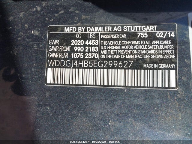 WDDGJ4HB5EG299627 Mercedes-Benz C 250