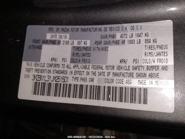 3MZBN1L31JM251501 Mazda Mazda3 Touring