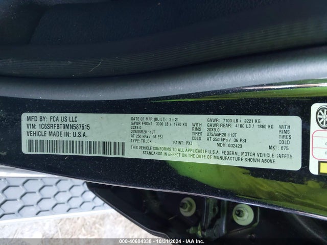 1C6SRFBT9MN587615 RAM 1500
