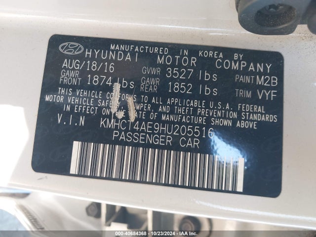 Hyundai ACCENT SE 2017 KMHCT4AE9HU205516 Image 9