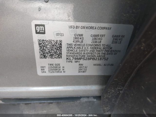 KL79MPS28PB218752 Chevrolet Trailblazer Fwd Lt