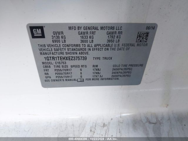 1GTR1TEHXEZ375739 GMC SIERRA 1500
