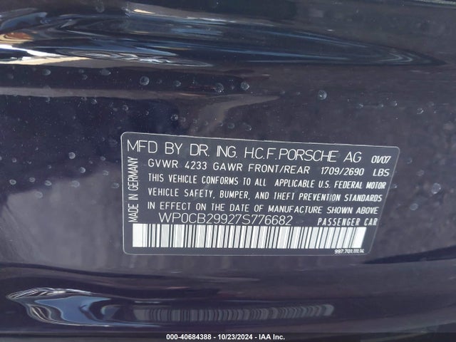 2007 PORSCHE 911 WP0CB29927S776682 Photo 8