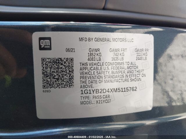 1G1YB2D4XM5115762 Chevrolet Corvette Stingray Rwd  2lt