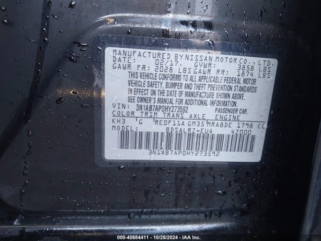 Nissan SENTRA SR 2017 3N1AB7AP0HY273592 Image 9