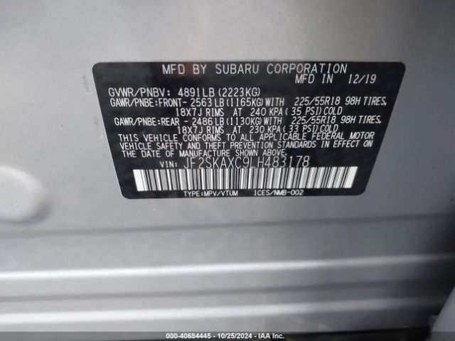 JF2SKAXC9LH483178 Subaru Forester Touring