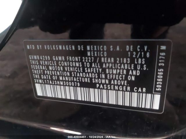 3VWL17AJ3HM300079 Volkswagen Jetta 1.8t Sel/1.8t Sel Premium