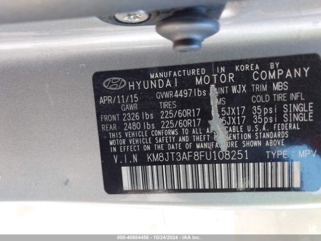 KM8JT3AF8FU108251 Hyundai TUCSON GLS