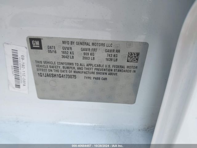 1G1JA6SH1G4173075 Chevrolet Sonic Ls Auto
