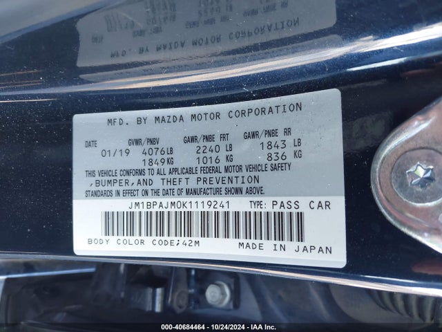 Mazda MAZDA3 2019 JM1BPAJM0K1119241 Image 9