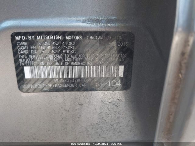 2017 MITSUBISHI MIRAGE G4 ML32F3FJ7HHF08896 Photo 8