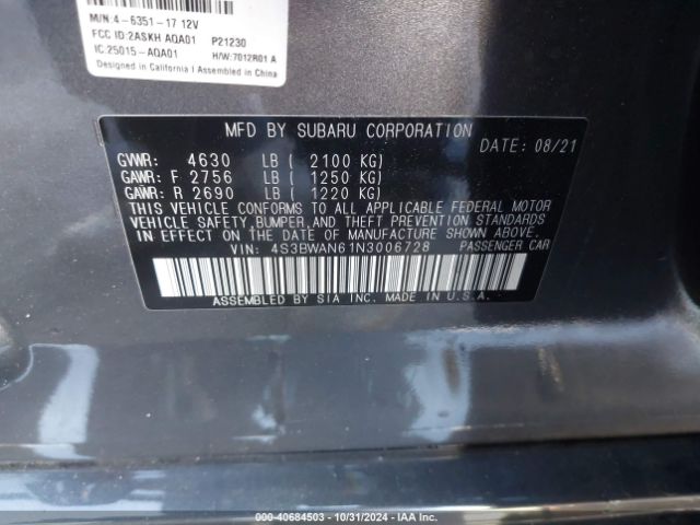 4S3BWAN61N3006728 Subaru Legacy Limited