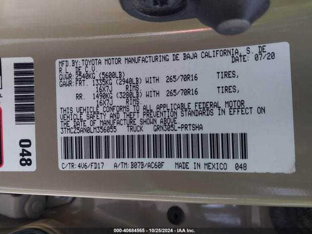 3TMCZ5AN0LM356055 Toyota Tacoma Trd Off-road