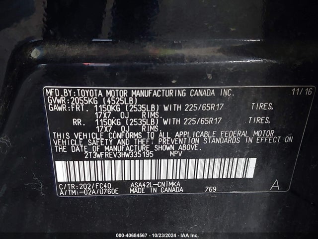 Toyota Rav4 Xle 2017 2T3WFREV3HW335195 Image 9