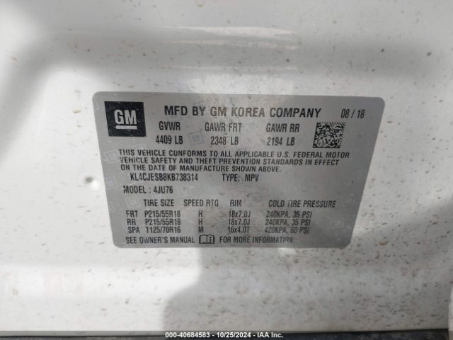 KL4CJESB8KB738314 Buick Encore Awd Preferred