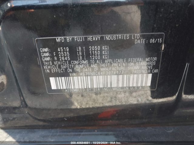 4S3BNBC64F3074177 Subaru Legacy 2.5i Premium