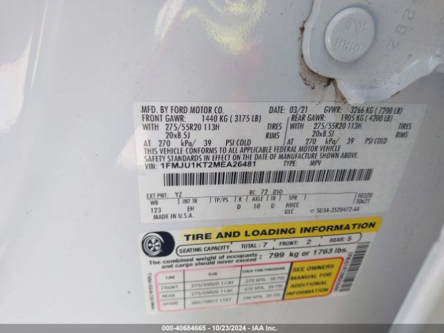 1FMJU1KT2MEA26481 Ford Expedition Limited