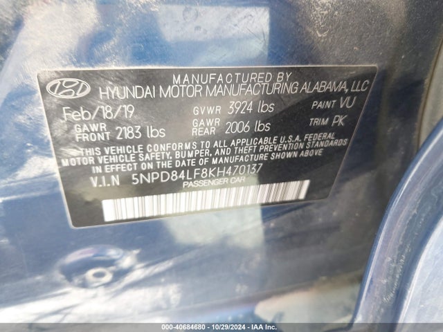 Hyundai ELANTRA SEL 2019 5NPD84LF8KH470137 Image 9