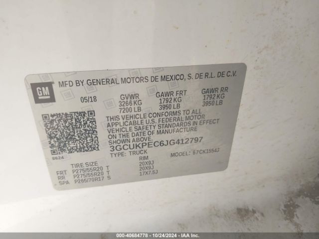 3GCUKPEC6JG412797 Chevrolet Silverado 1500 Custom
