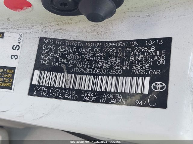 JTDZN3EU0E3313500 Toyota Prius V Three