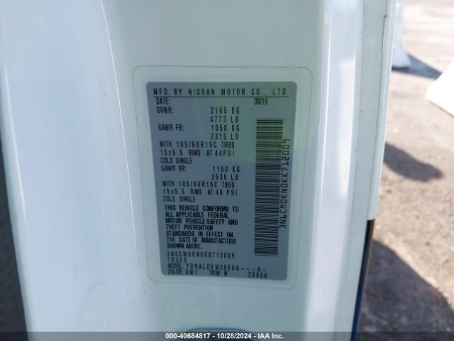 3N6CM0KN0KK712009 Nissan Nv200 S