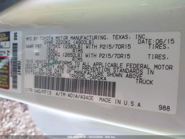 5TFTX4CNXFX064098 Toyota Tacoma